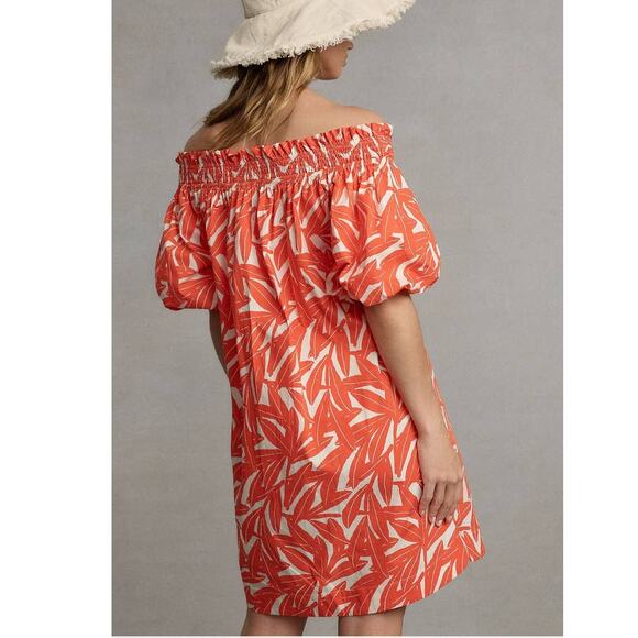New Anthropologie WHIT TWO Banana Leaf Off-The-Shoulder Tunic Dress $198 SMALL - Picture 3 of 7